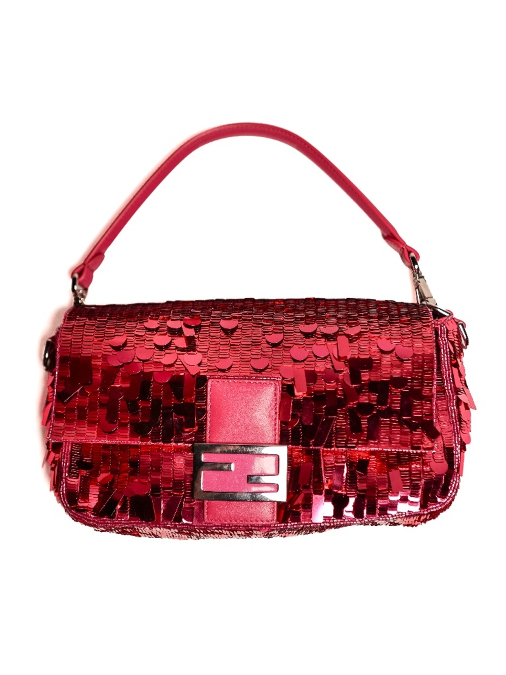 Fendi Fuscia Sequin Baguette Shoulder Bag Vintage Sex and the City